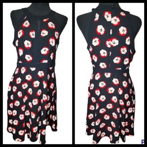 Black Midi Dress with Flowers